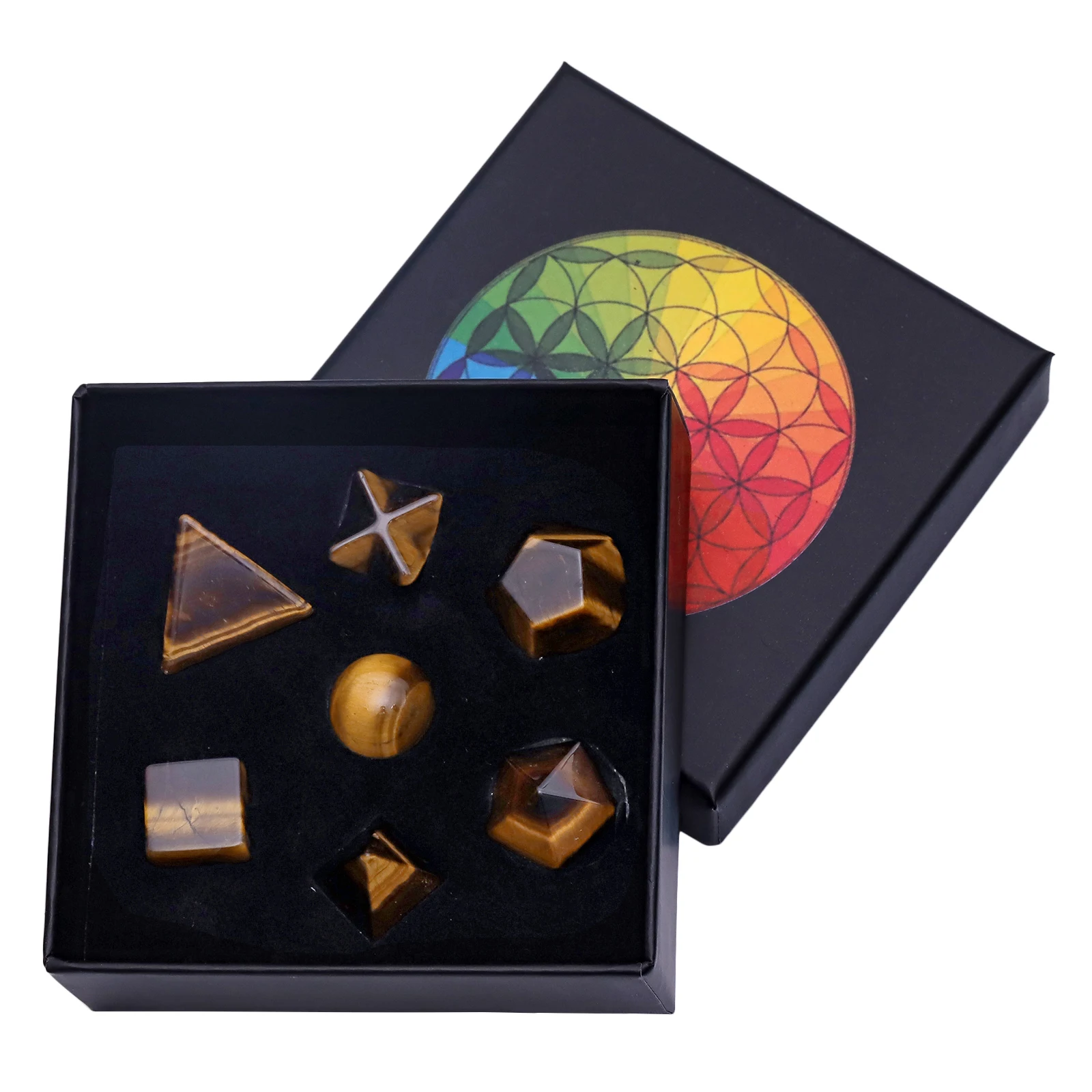 Imagem -05 - Kit de Sólidos Platônicos Cristal Natural para Meditação Geometria Sagrada Grupo Polido Rolado Pedras Estrela Merkaba Chakra Balanceamento