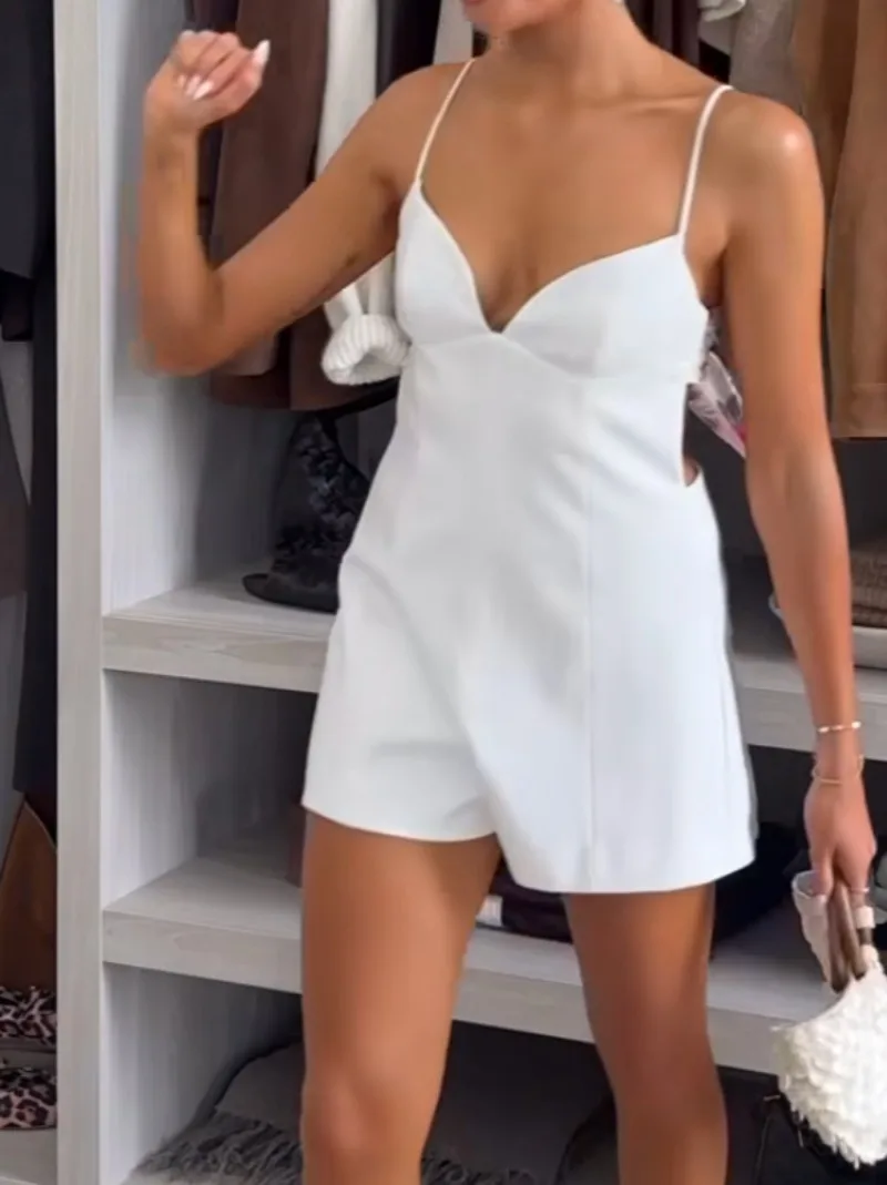 

2025 Fashion Sexy Backless Rompers&Playsuits for Women Summer New Women Strapless Thin Scarf Open Design Short Jumpsuits&Rompers