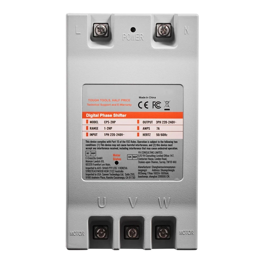 Digital 2HP Phase Converter Converts 220-240V Single Phase to Three Phase Output for Residential Commercial Motor Use