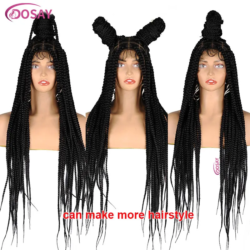 Synthetic Box Braided Wigs For Women Jumbo Full Lace Box Braids Wigs With Baby Hair Knotless Lace Wigs Cornrow Braiding Hair Wig