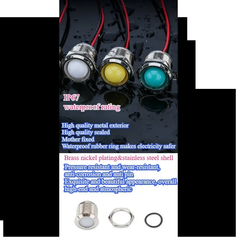 6mm 8mm 10mm 12mm 14mm 16mm 19mm Warning Indicator Signal Indicator Line 1pcs 3V 5V 12V 24V 110V 220 Waterproof IP67 Metal LED
