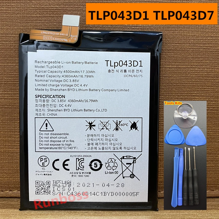 Original New 4500mAh  TLP043D1 TLP043D7 Battery for TCL 10 Pro T799H T799B ,TCL 20 Pro 5G ,TCL 10 Plus 10+ T782H Mobile Phone