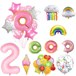 Donut Globos Foil Balloon Fruit Sweet Ice Cream Helium Balloons for Baby Shower Girl Birthday Party Wed Decoration Kids Toy Gift