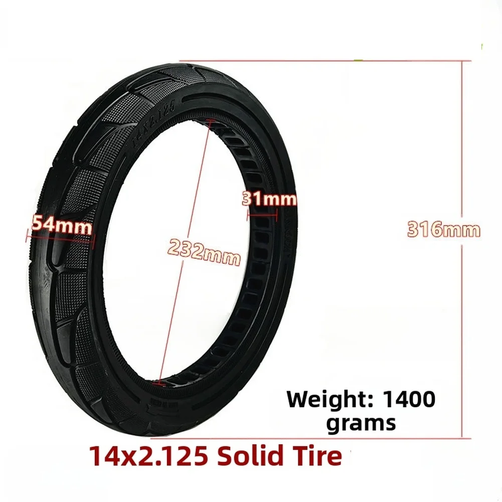 14 بوصة E-الدراجة الإطارات الصلبة 14x2.125 المطاط امتصاص الصدمات واقية من الانفجار على الطرق الوعرة الإطارات إطار دراجة كهربائية استبدال أجزاء