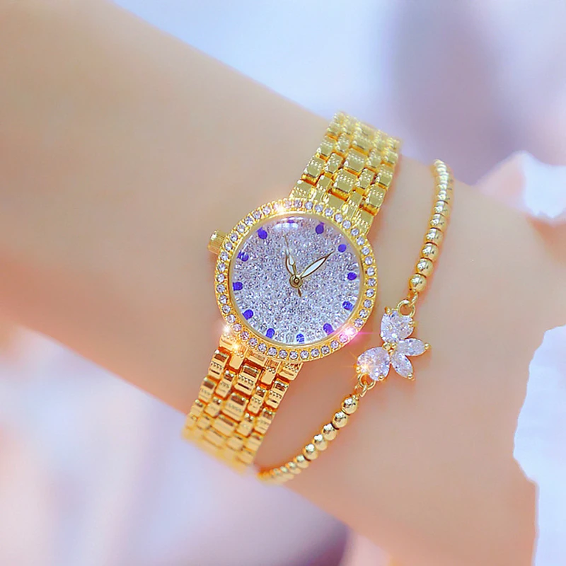 

Women Watches Luxury Diamond Crystal Ladies Gold Wrist Watch Stainless Steel Waterproof Female Fashion Elegant Quartz Clock