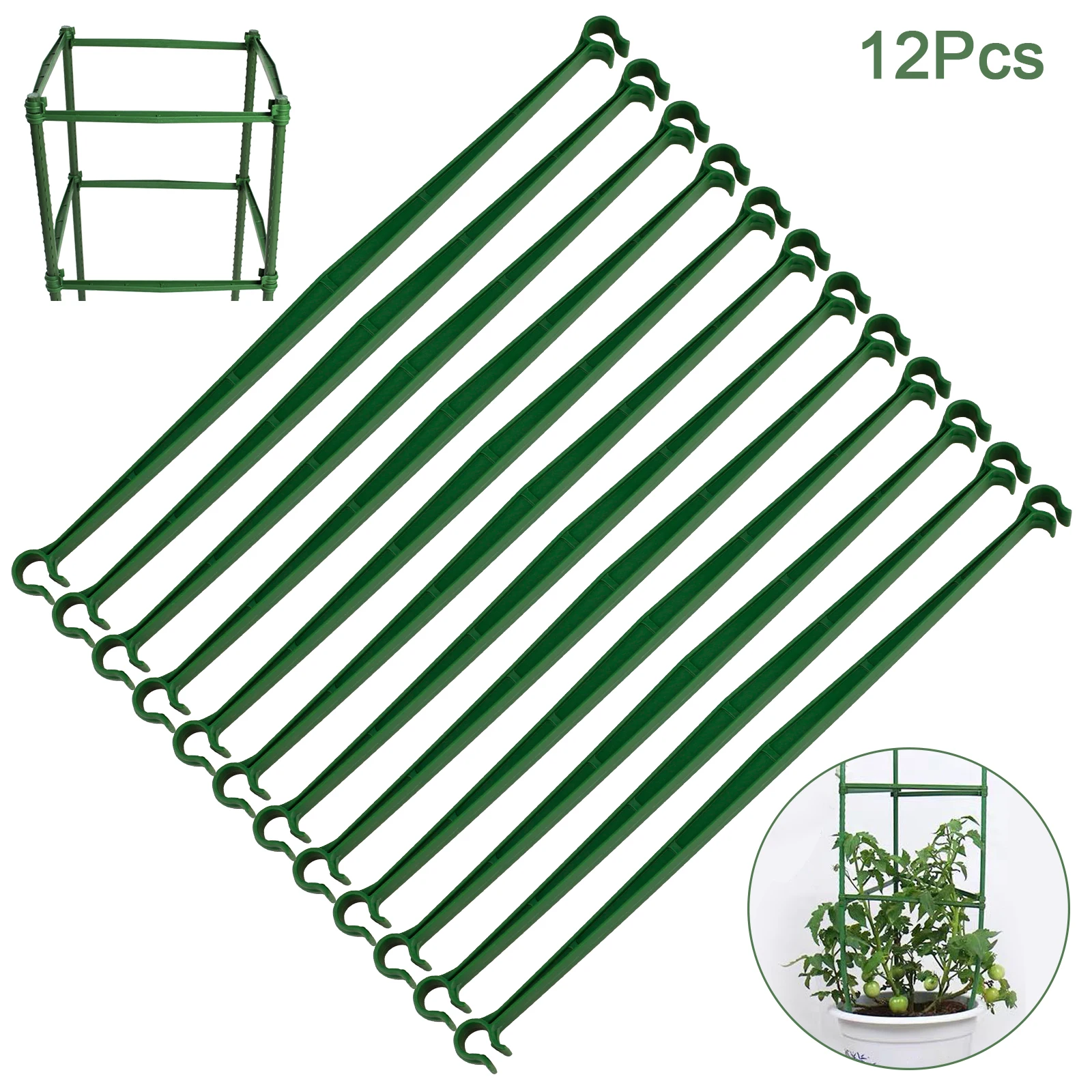 

12Pcs Tomato Brackets Green Connector Plastic Coated Bracket Connecting Rod Outdoor Gardening Supplies