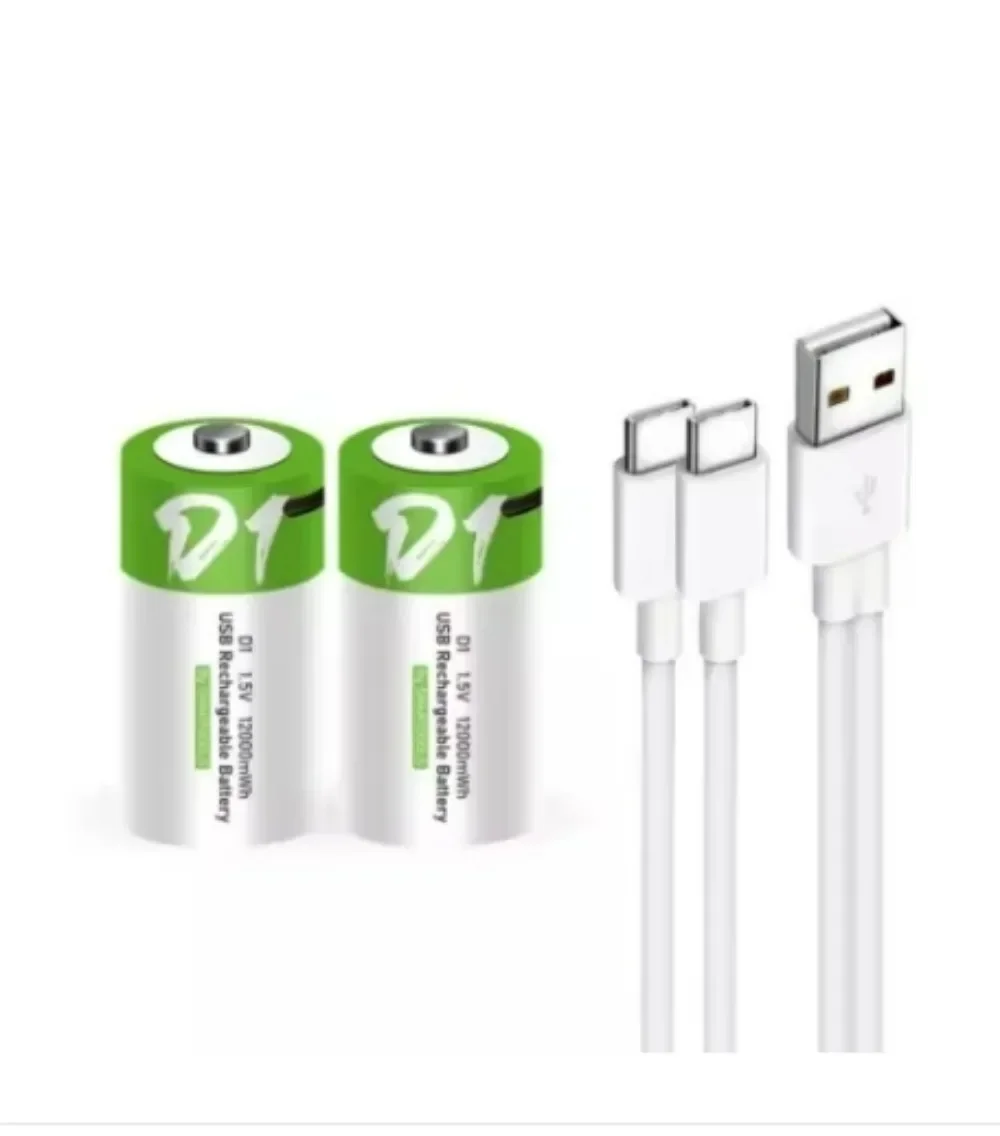 SCRCEO 1,5 V LR20 12000 mWh D-Lithiumbatterie mit Typ-C-Ladekabel, für Taschenlampen, Gasherde und Warmwasserbereiter 8