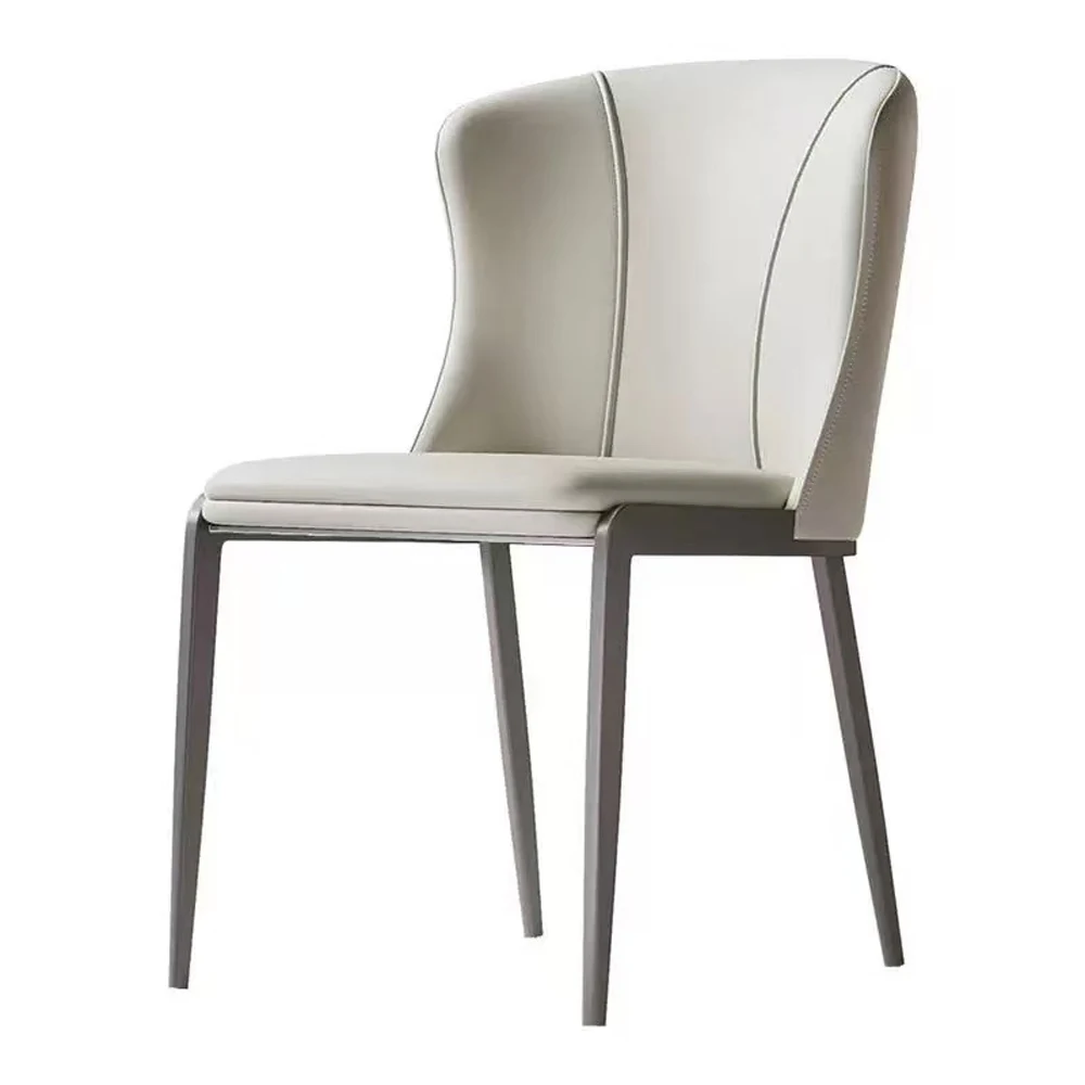 

Modern Minimalist Home Use Genuine Leather Dining Chair Light Luxury Nordic Italian Style Minimalist Backrest Chair Soft Touch