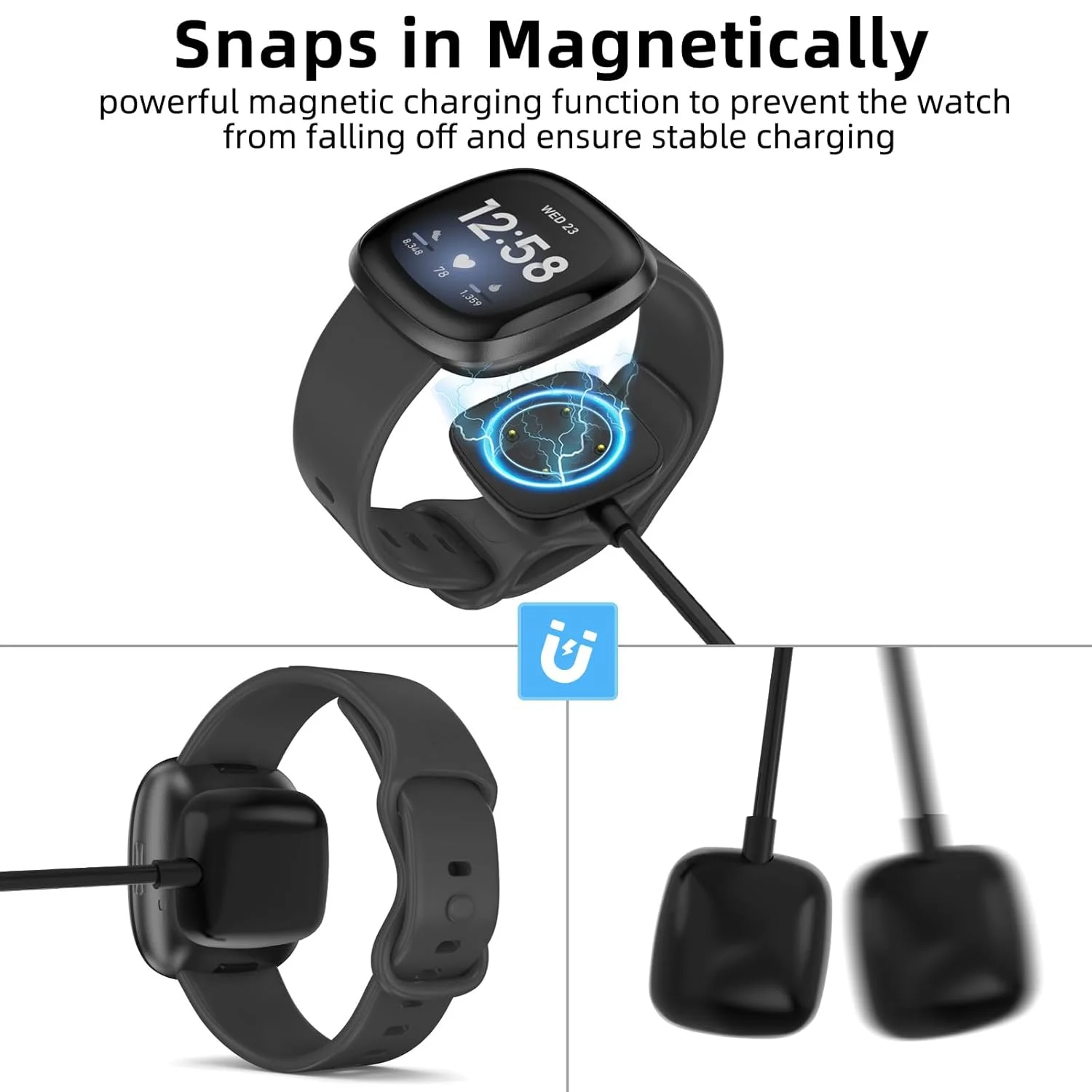 The 2 Pack Charger for Fitbit Sense/Sense 2/Versa 3/Versa 4, Replacement USB Charging Cable Cord for Fitbit Smart Watch