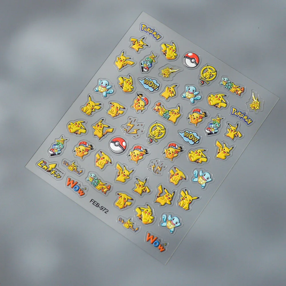 Pok é mon Pok é mon Nail Stickers Pikachu Japanese Relief 3D DIY Nail Stickers