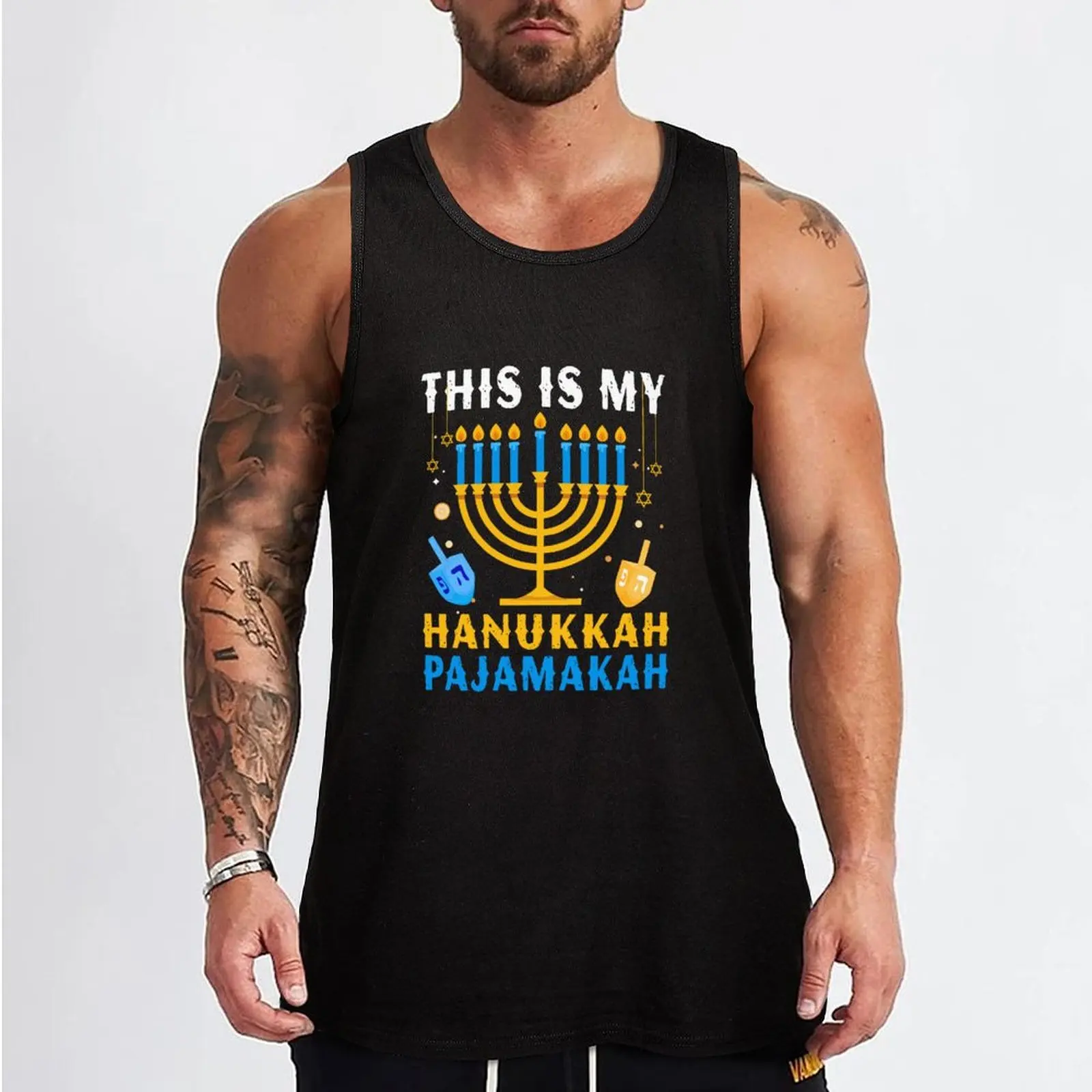 This Is My Hanukkah Pajamakah Menorah Chanukah Pajamas Tank Top Body man Man summer clothes