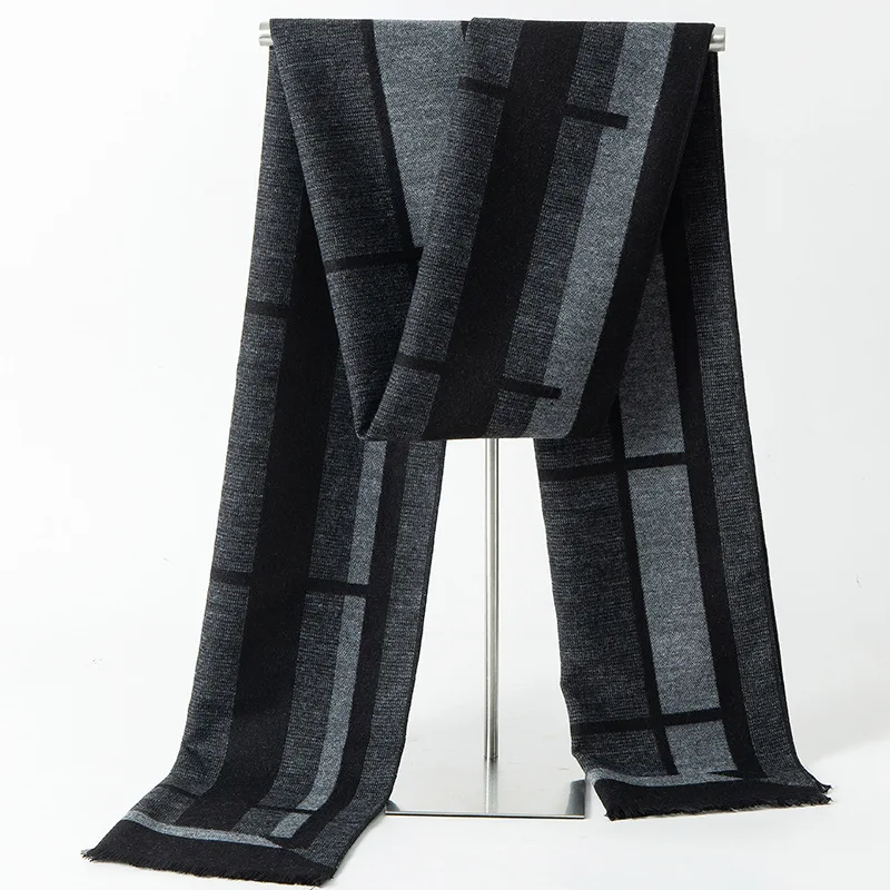 Bufanda a rayas a cuadros para hombre, Pashmina cálida para el cuello, bufandas de negocios, chal largo suave informal, otoño e invierno, 2024
