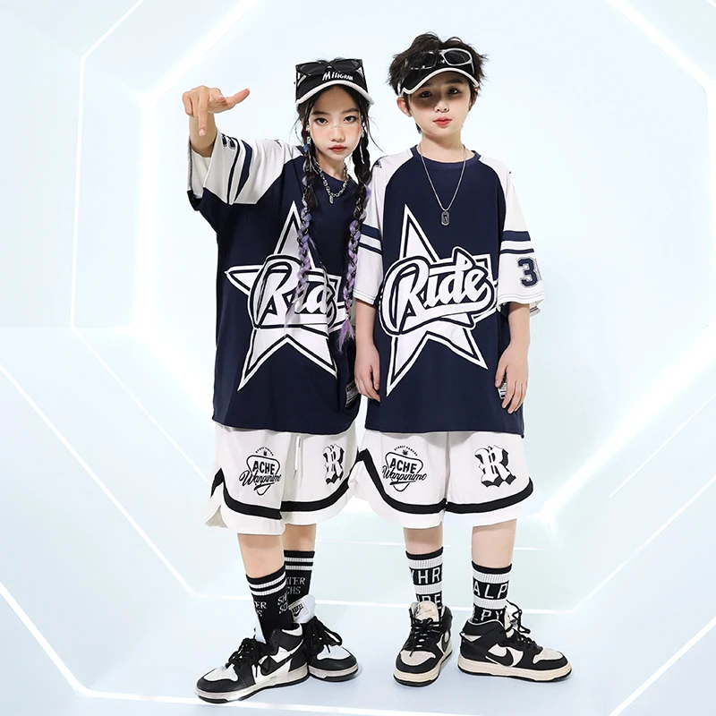 

Girls Hip Hop Clothing Fashion T-shirt Cargo Shorts Boys Cool Show Street Dance Outfits Kids Jazz Clothes Sets Child Streetwear