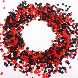 10g Mixed 5mm Red Black Poker Polymer Hot Clay Slices Playing Cards Soft Pottery Sprinkles for DIY Crafts Filling Accessories