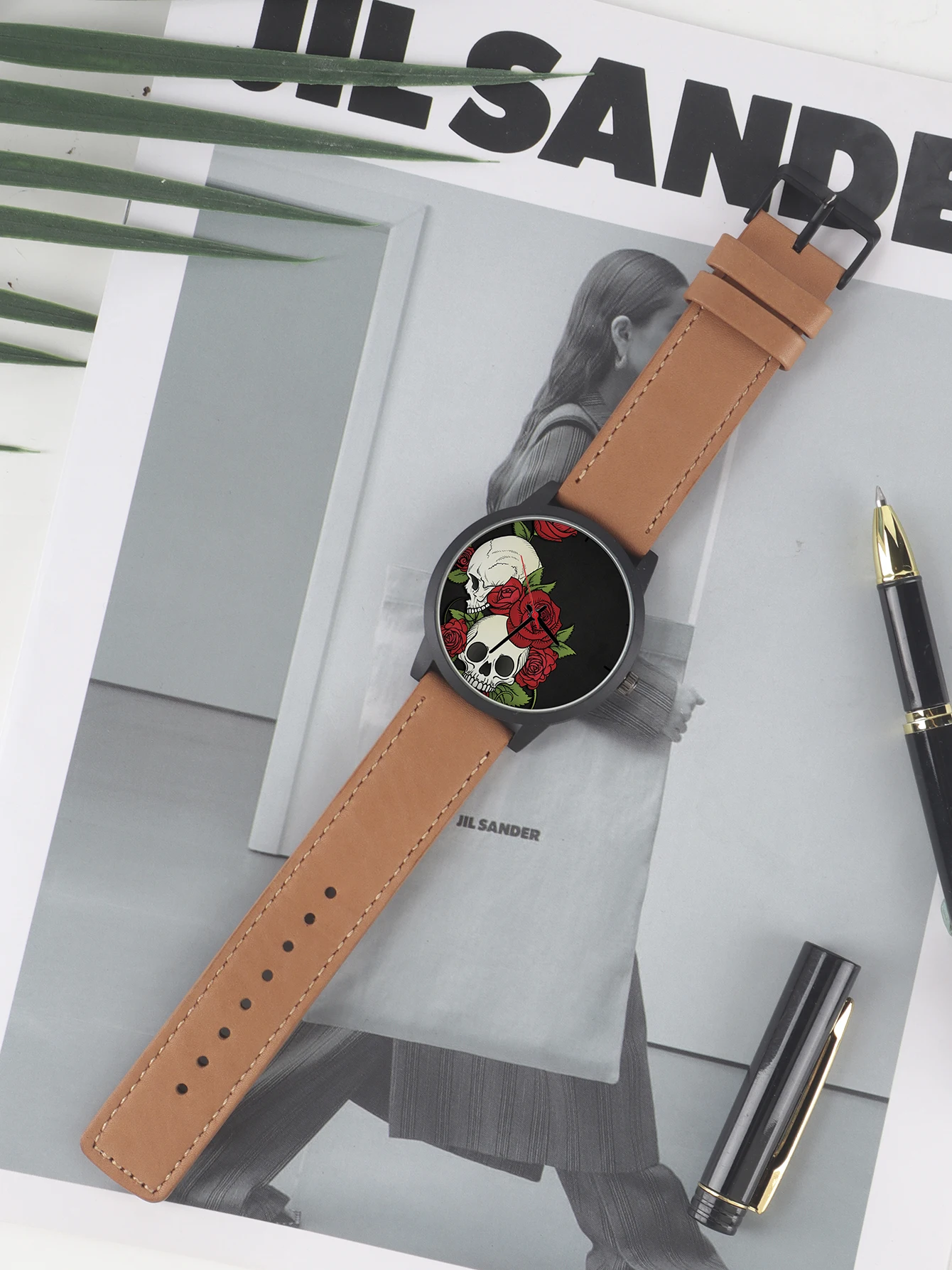 

Factory Direct Skull Rose Flower Pagani Design DIY Dial Fashionable Cool Gifts For Lovers Couples Men's Quartz Wrist Watch