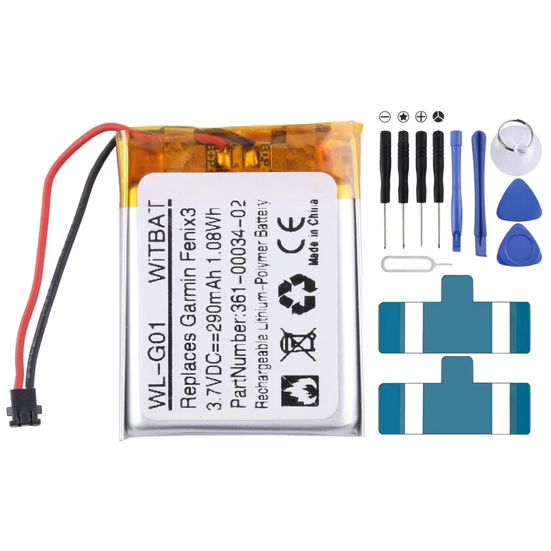 For Garmin Fenix 3 / F3 HR Sports Watch Battery Replacement 361-00034-02 290mAh