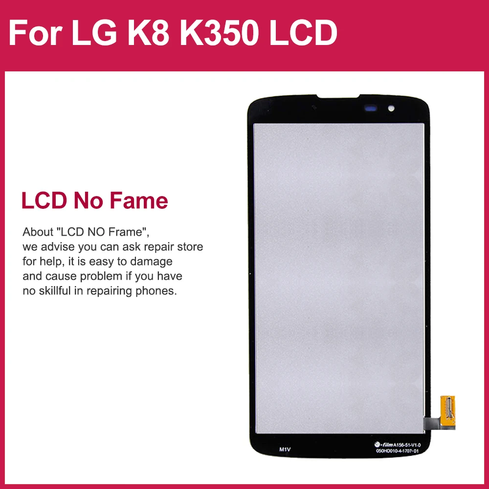 Smartphone LCD screen For LG K8 K350 LCD Display Touch Screen Digitizer Assembly For LG K8 2016 LCD Display replacement part.