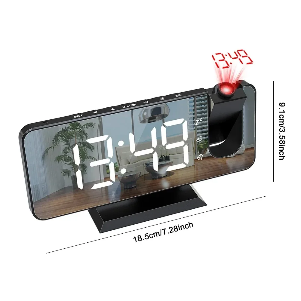 USB Projector Digital Wall Clock Electronic Snooze Table Clock Watches Garden Alarm Clocks for Bedrooms Home Decor 12 H Desk