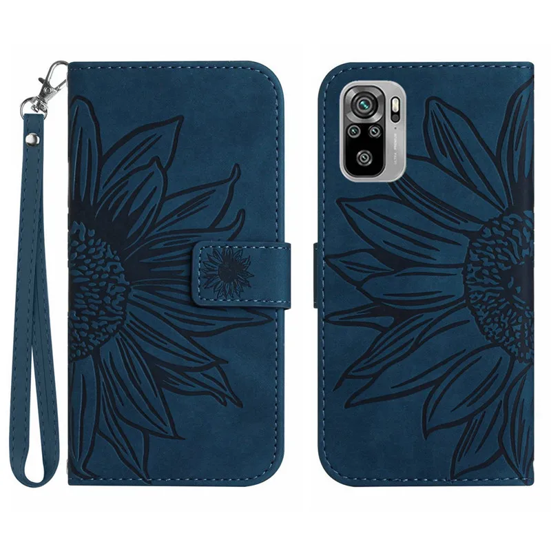 Sun Flower Flip Cover Case on For Xiaomi Redmi Note 10 4G 10S 10T Note10 Pro 10Pro Max 5G Leather Cases Pattern Phone Shell 2024