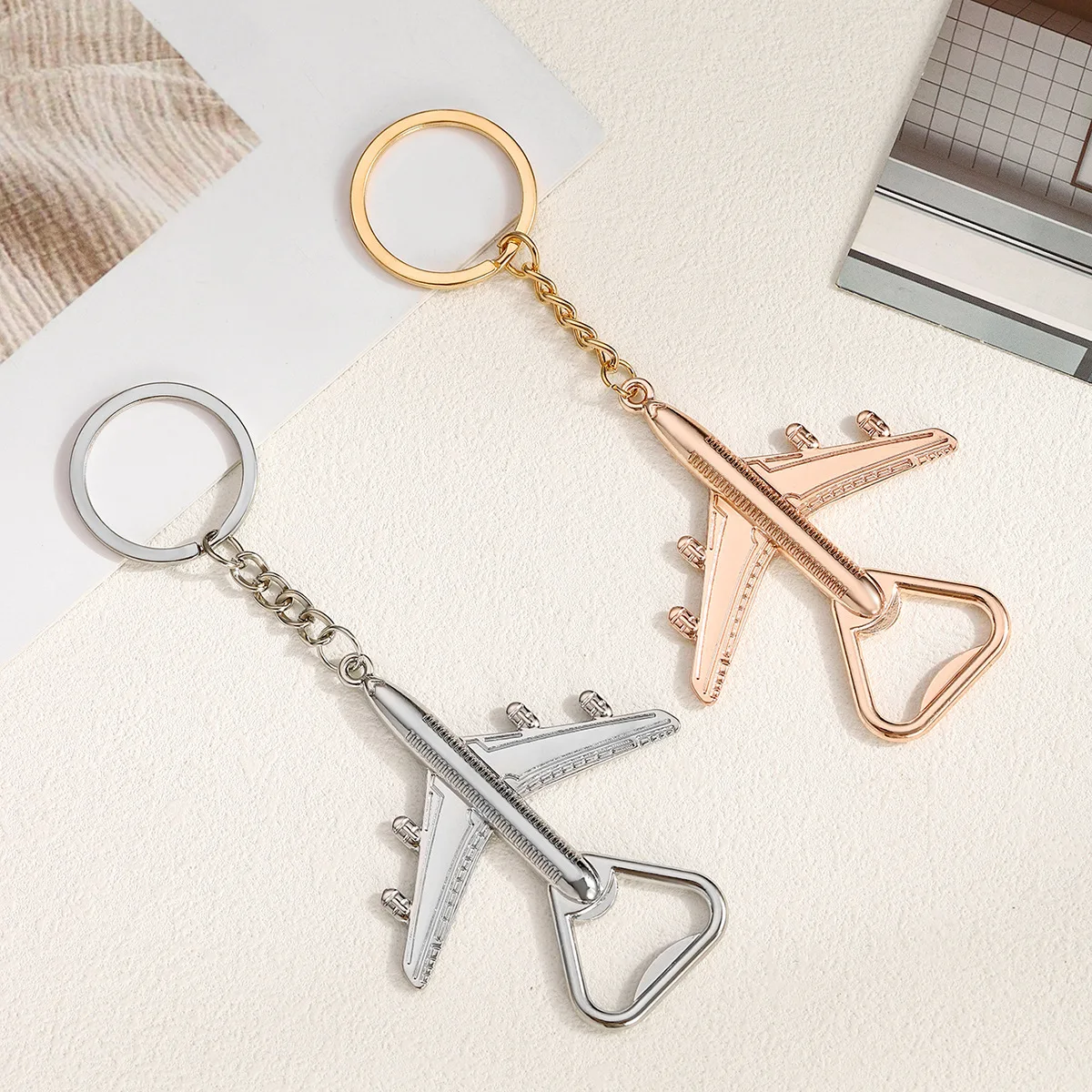 

60 шт., брелок с открывалкой для бутылок в самолете, безопасный для мух, брелок для ключей в виде самолета, подвеска для ключей в виде самолета, подарок для пилота, горячие оптовики