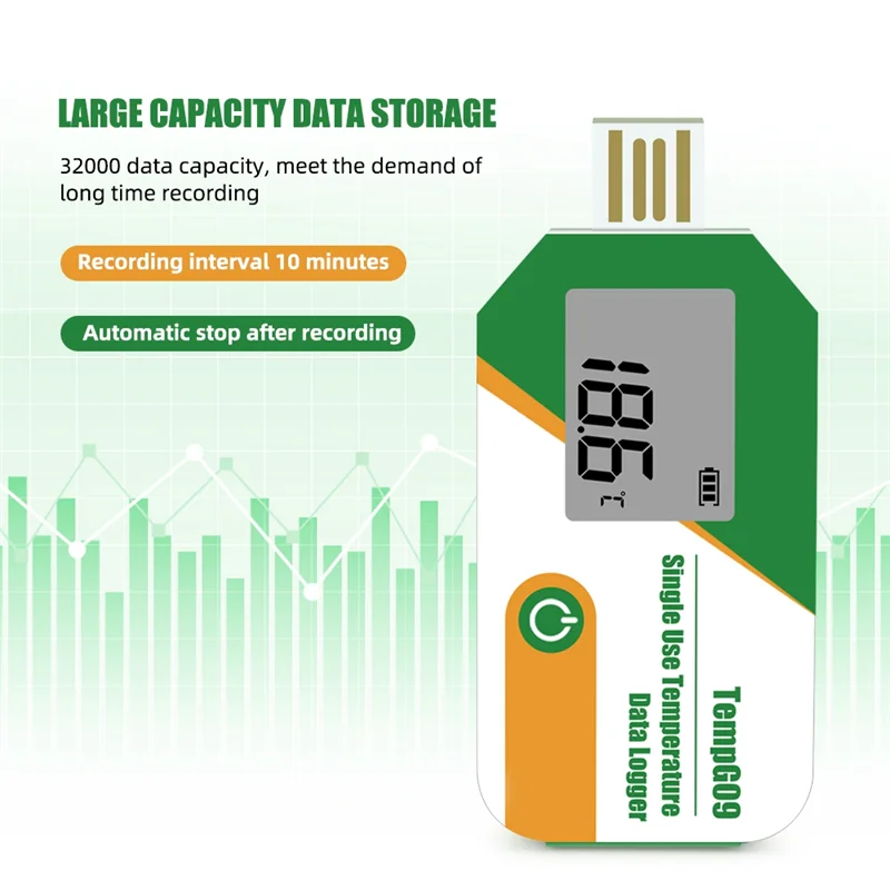 -RRKK شاشة ديجيتال USB مسجل بيانات درجة الحرارة 32000 نقطة سعة مسجل درجة الحرارة القابل للتصرف مسجل تقرير PDF