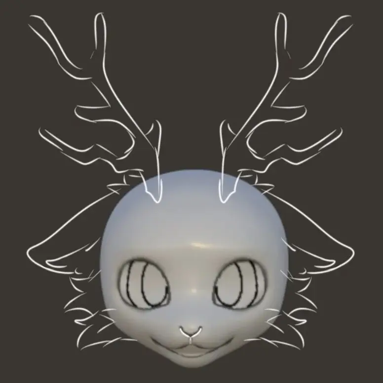 

Kemono base Mask Super Cute Short Snout Kemono Deer Animal Outfit Skull Furry with Accessories Animation COS Props