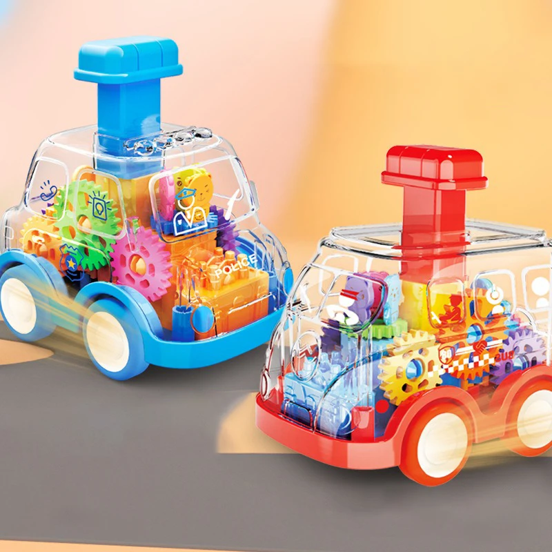 

Baby Toy Cartoon Press Gear Car Toy Lnertia Pull-back Transparent Car Inertia Rebound Car Birthday Gifts for Kids Boys and Girls