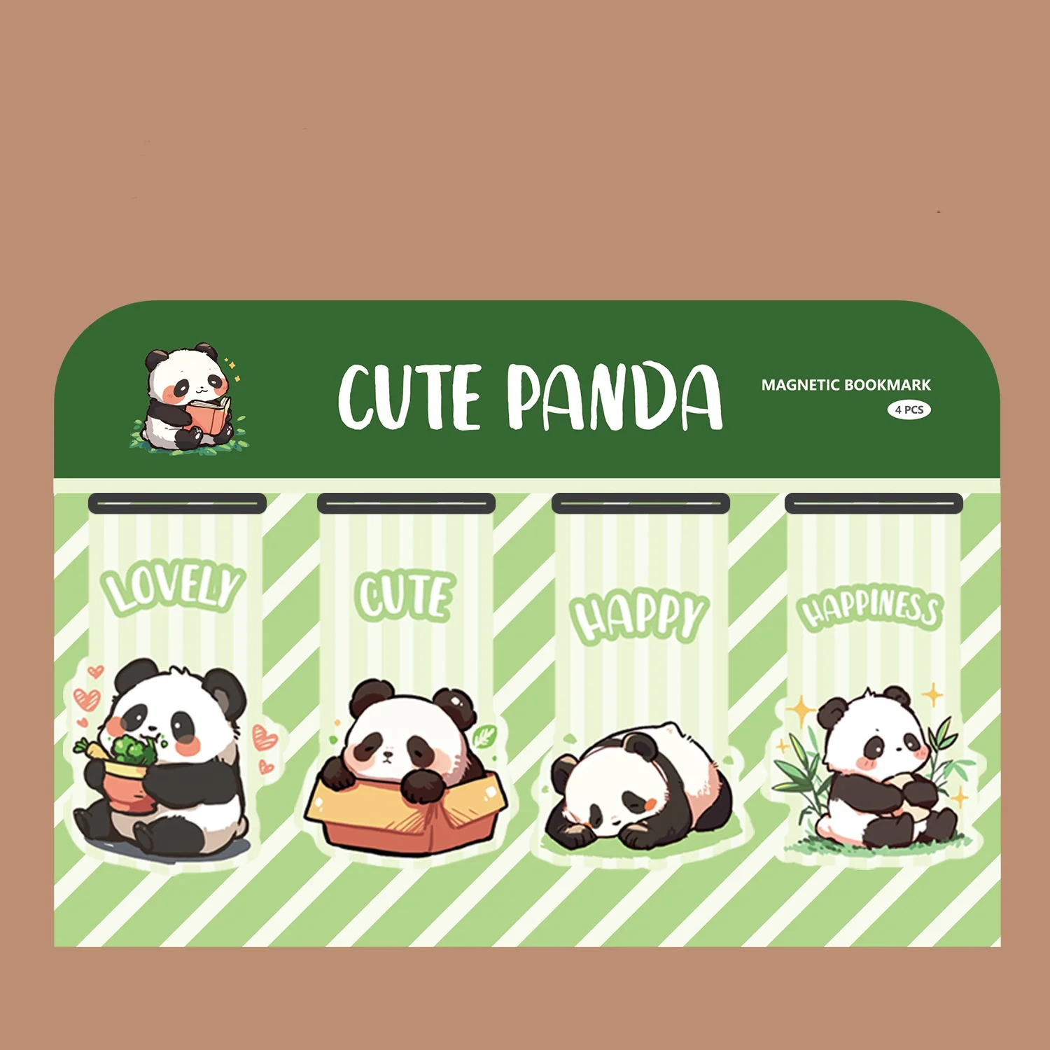 4er-Set magnetische Panda-Lesezeichen, umklappbare Seitenmarkierungen mit Tiermotiv für Bücher, kreatives Geschenk für Leser und Studenten
