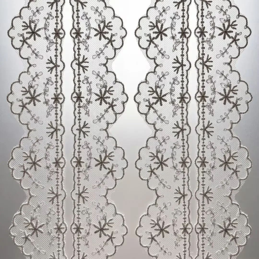 1yard White Thread Wave Embroidery Lace Trim, Floral Pattern Lace Ribbon for DIY Sewing, Clothing Accessories Fabric Trim