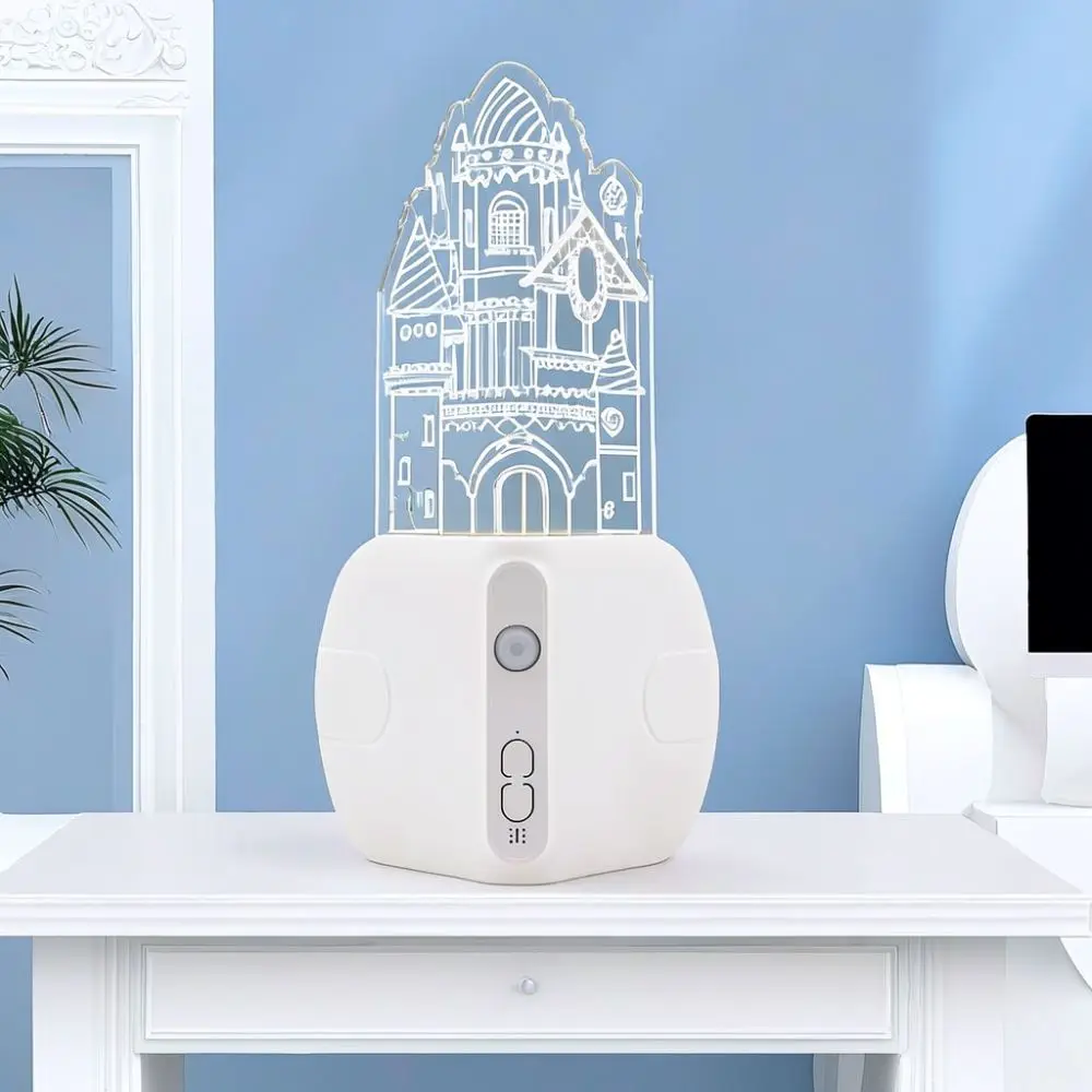 Modern Acrylic Castle Night Light Smart Induction Sensor Lamp Rechargeable LED Bedroom Bedside Lighting Atmosphere Decoration