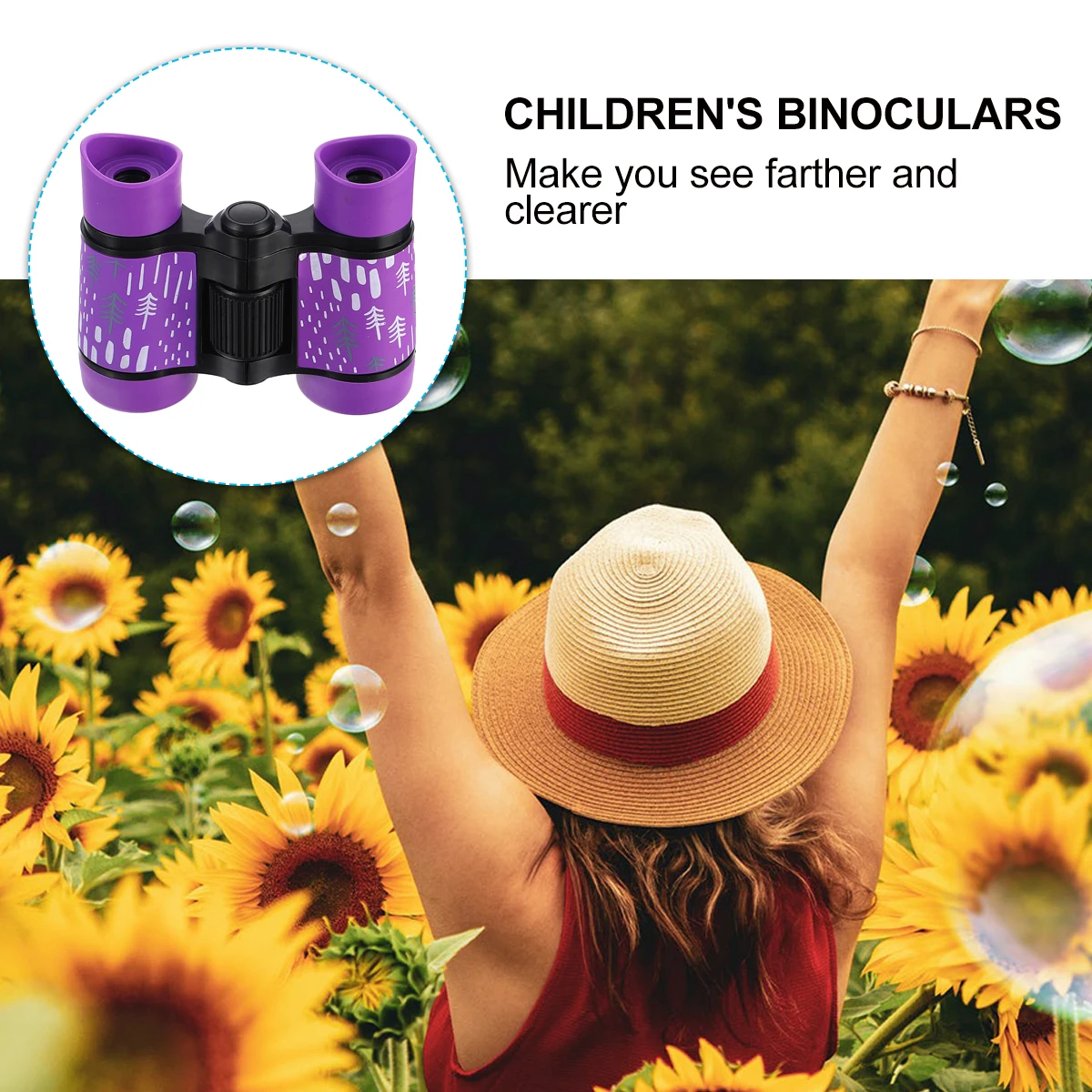 

1pc Kids Printed High Resolution Portable Telescope Durable Rubber Coated For Bird Watching Hiking Outdoor Learning