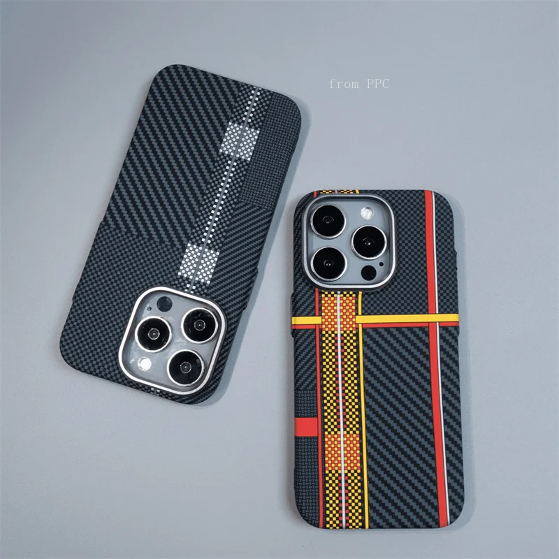 MagSafe Cover 16 Pro Case for iPhone 15 16Pro Pro Max Carbon Color Hard PC Shell Camera Lens Alloy Shields Armor Geometric Funda