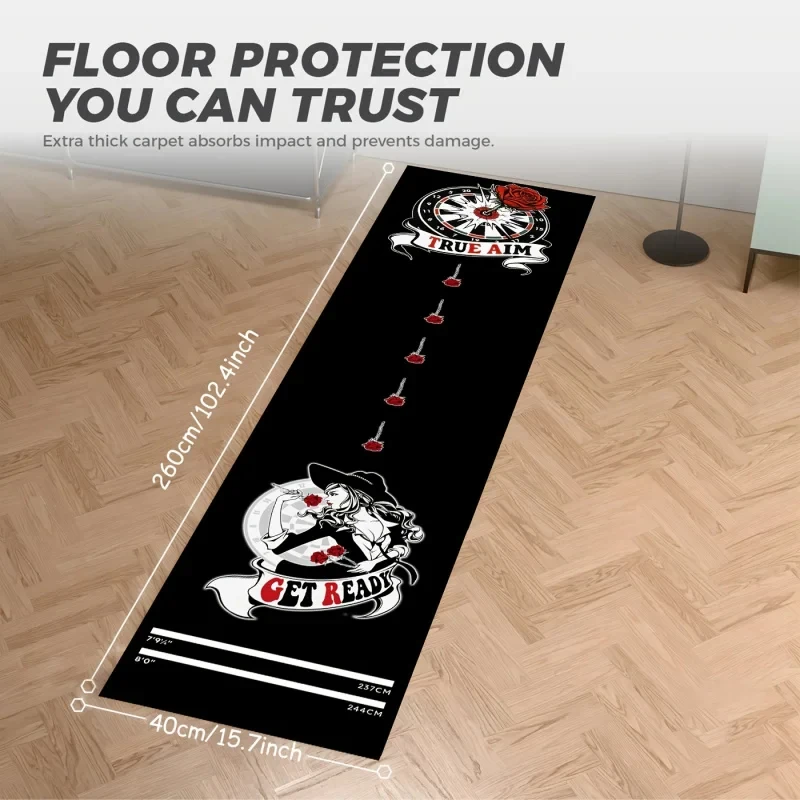 Professional Dart Training Mat with Non-Slip Shock Absorption Throw Line for Game Room Bar Home Decor