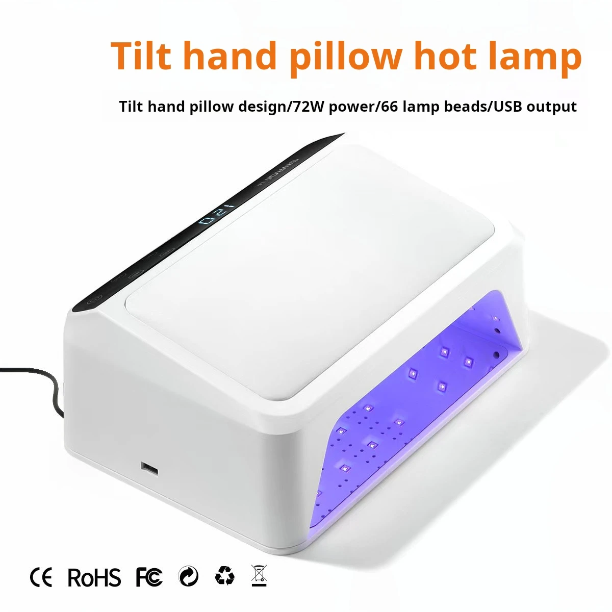 プロ仕様ハイパワーポータブルネイルドライヤーUVランプアクリルマニキュアハンドピロー365nm発光ディープネイル脇の下