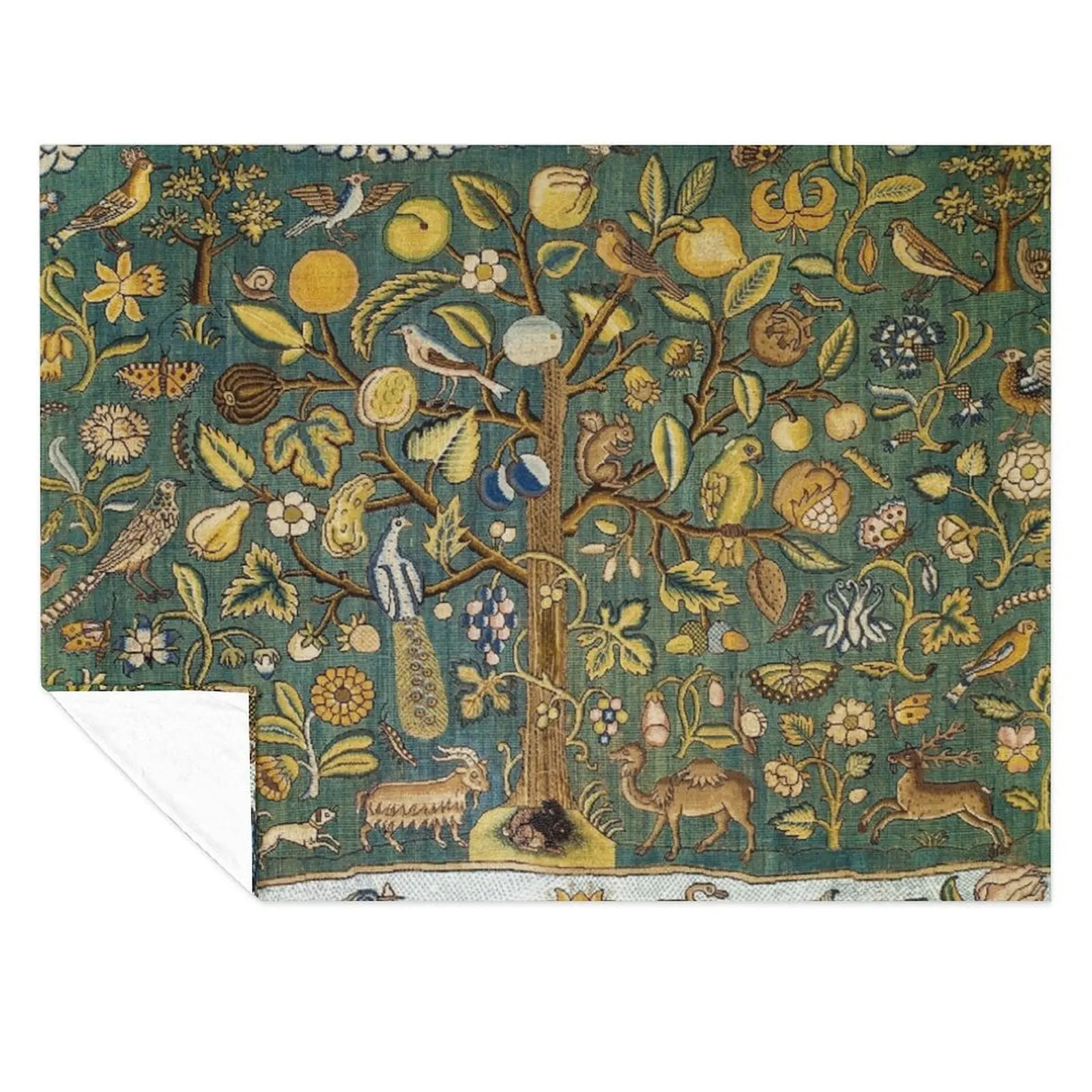 

Ancient Animals & Tree Medieval Unicorn Floral Tapestry Throw Blanket Vintage for babies Plush funny gift Blankets