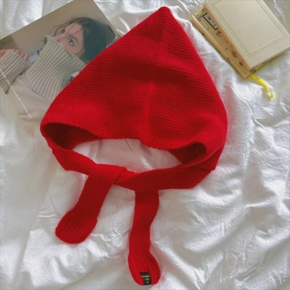 خمر الكورية نمط بالاكلافا قبعة حماية الأذن لينة محبوك بيني القبعات الدافئة يندبروف وشاح قبعة الفتيات #5