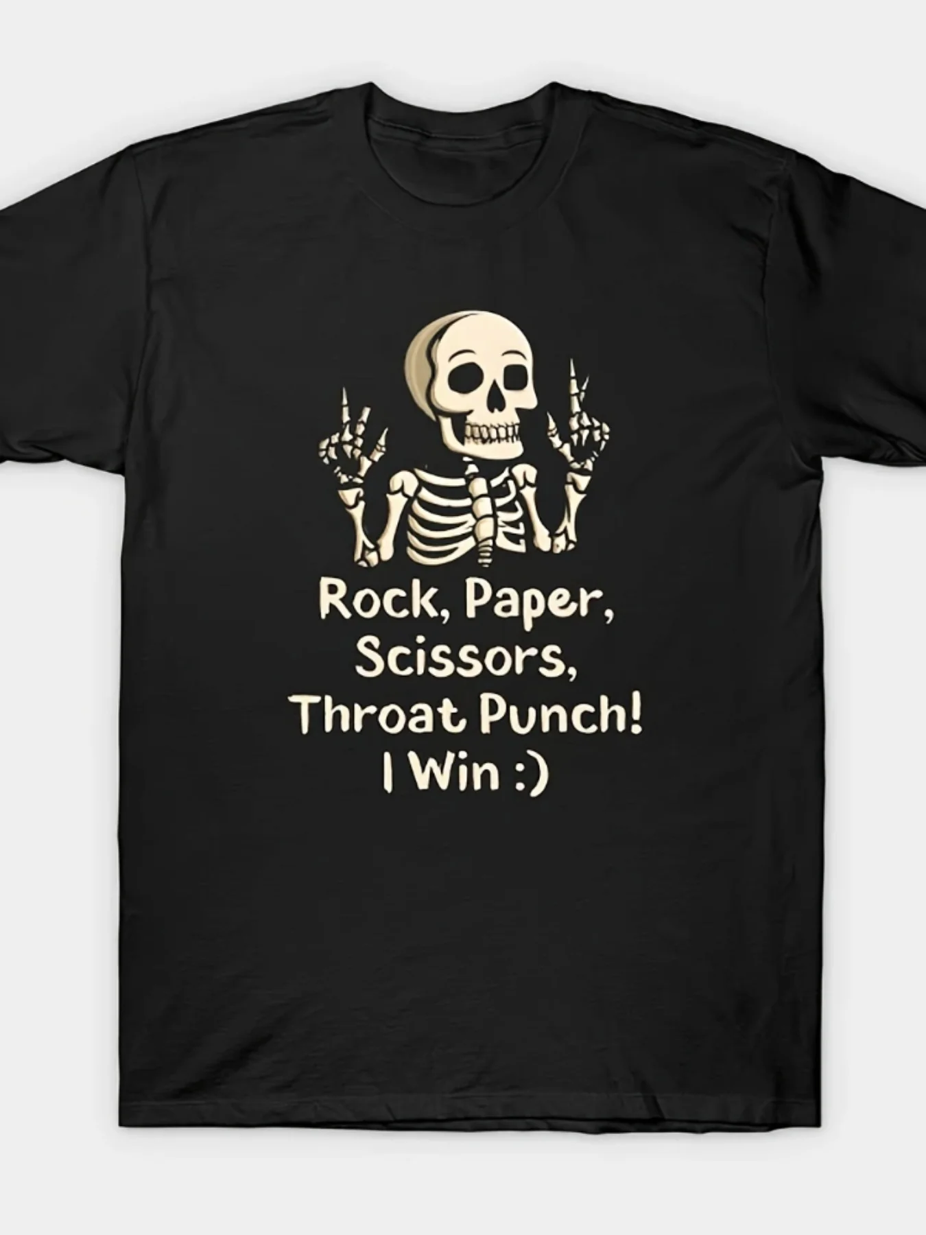 Men's T-Shirt with Front Print: Rock, Paper, Scissors, Punch! I Won! Pure Fun Graphic T-Shirt, Summer Casual T-Shirt - Soft, Breathable, Comfortable, Regular Fit