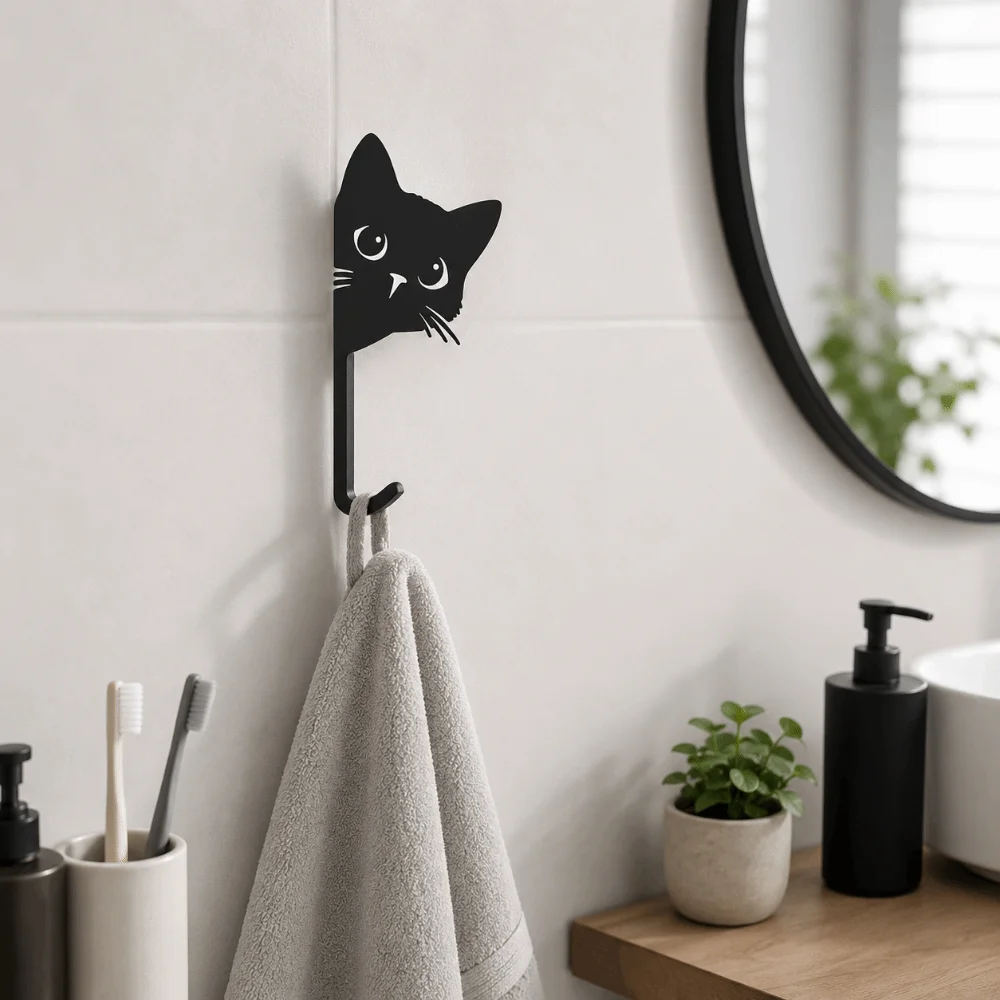 Funny Decorative Cat Hooks Cute 3D Printed Key Holder Home Decor Kitten Wall Hooks Home