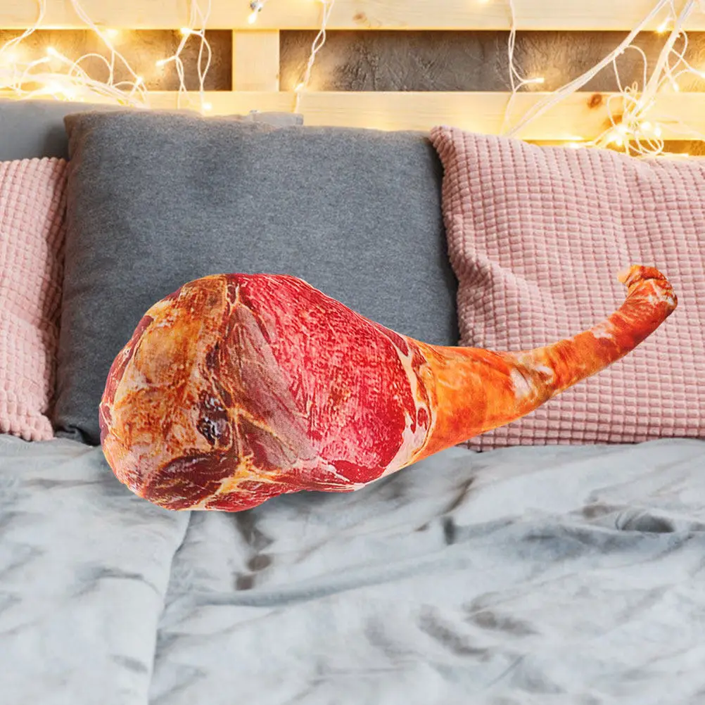 Ham Shape Pillow Fire Ham Soft Back Cushion Fun Hugging Sofa Sleeping Throw Food Simulation Stuffed Meat Decorative Cushion
