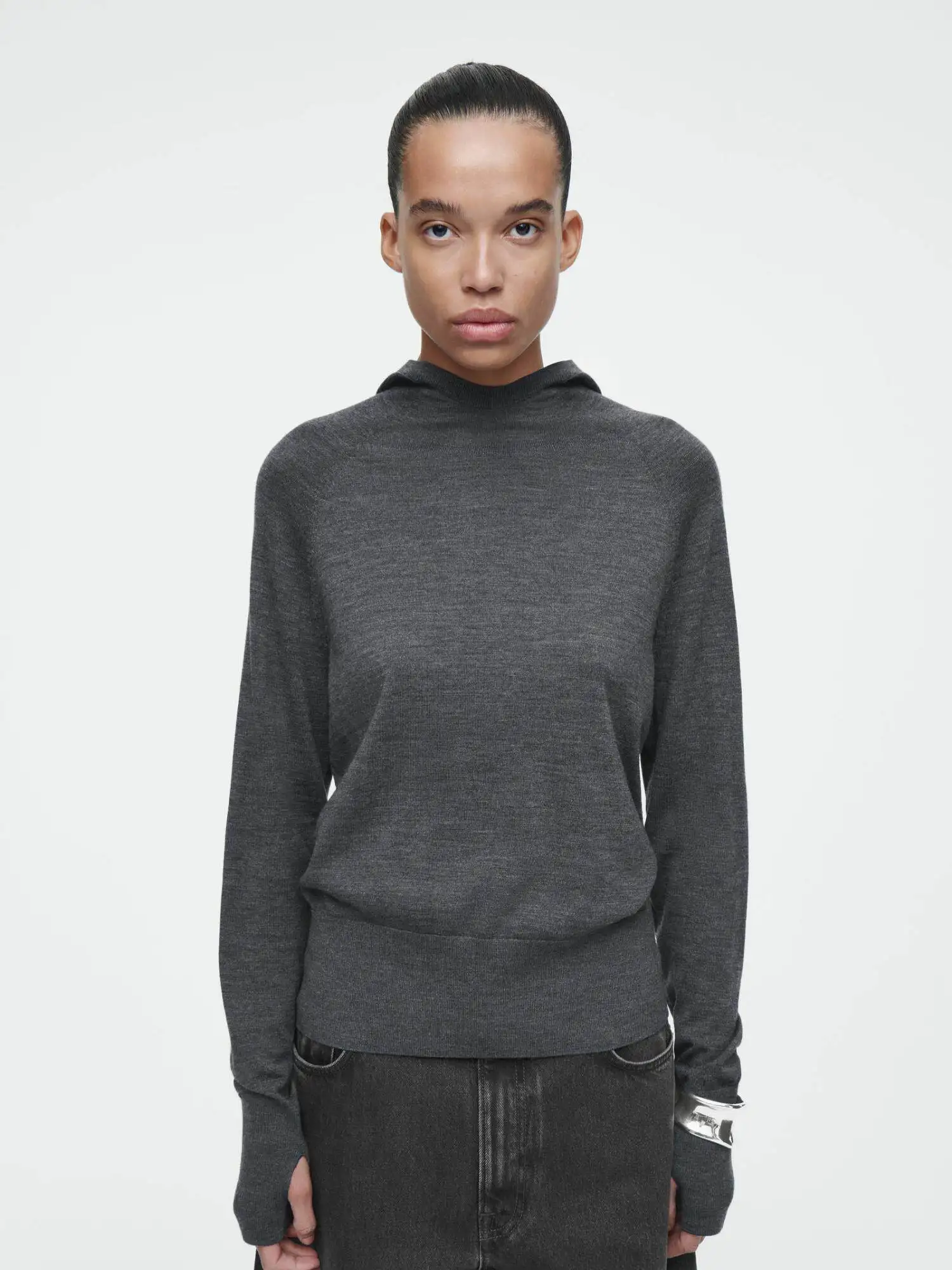 

XIMIAN APPAREL 2026 traf cos autumn new style of Women's casual Standard style wool-blend knitted pullover with a hood