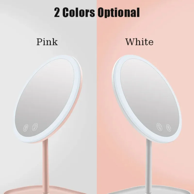 Creative led fan with lights makeup mirror single mirror desktop magnifying mirror fill light beauty mirror small round mirror