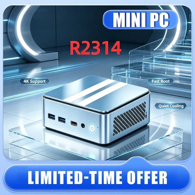 Mini PC R2314 Barebone  NAS/Soft Router, Dual GbE, 4K Triple Display, NUC, DDR4, Low Power, Ideal for Home/Office 2026 NEW