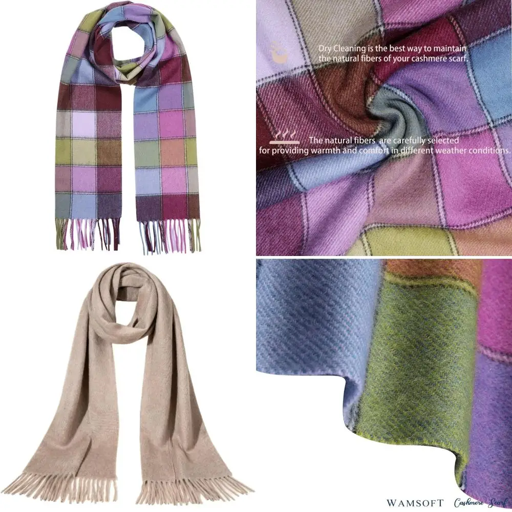 Luxuriöse Winterschals aus Kaschmir – karierte und solide Muster für Damen und Herren |   Dicke und leichte Wraps, ideal für kaltes Wetter