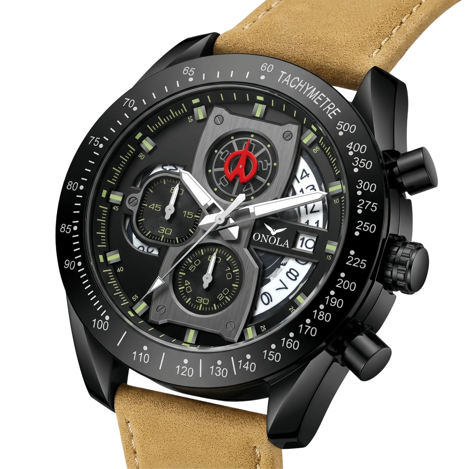2026 New ONOLA Racing Chronometer Watch Large Dial Speedometer Multi Functional Quartz Watch Waterproof Night Light Sports Watch