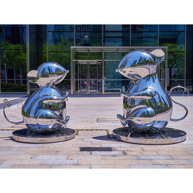 Installation Outdoor Urban Public Custom Abstract Stainless Steel Rat Sculpture Art