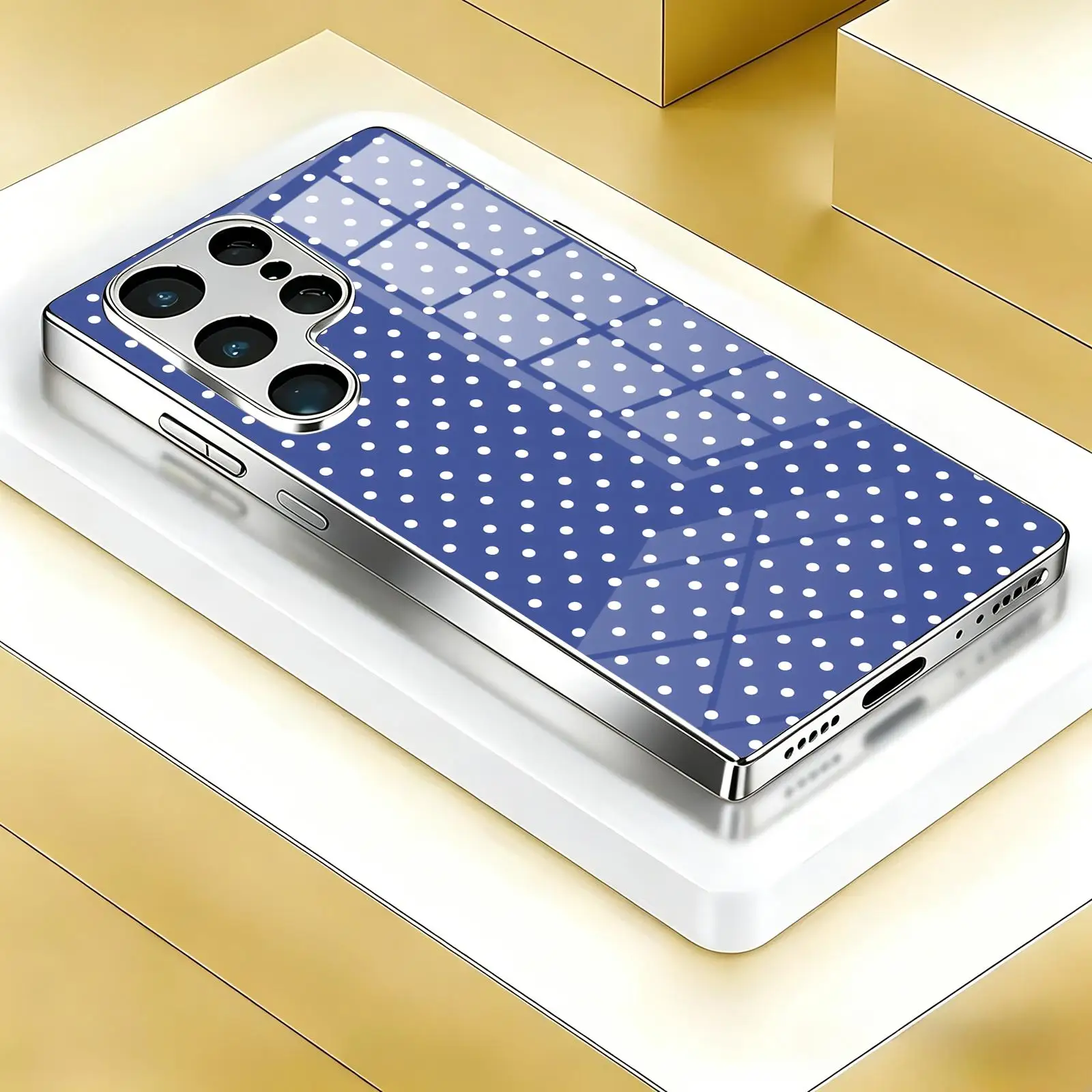 Polka dot  Phone Case For Samsung S26 S25 S24 S23 S22 S21 Plus Ultra Note20 Electroplated glass Phone Case