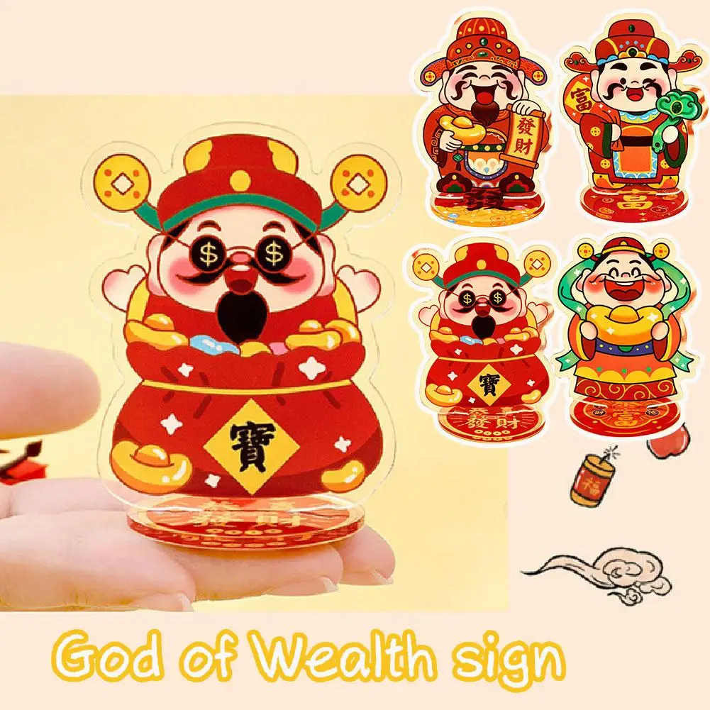 New Year Gift Creative God Of Wealth Plaque Acrylic Feng Shui Fortune Ornament Spring Festival Desktop Decor Gift For Frien I1D7