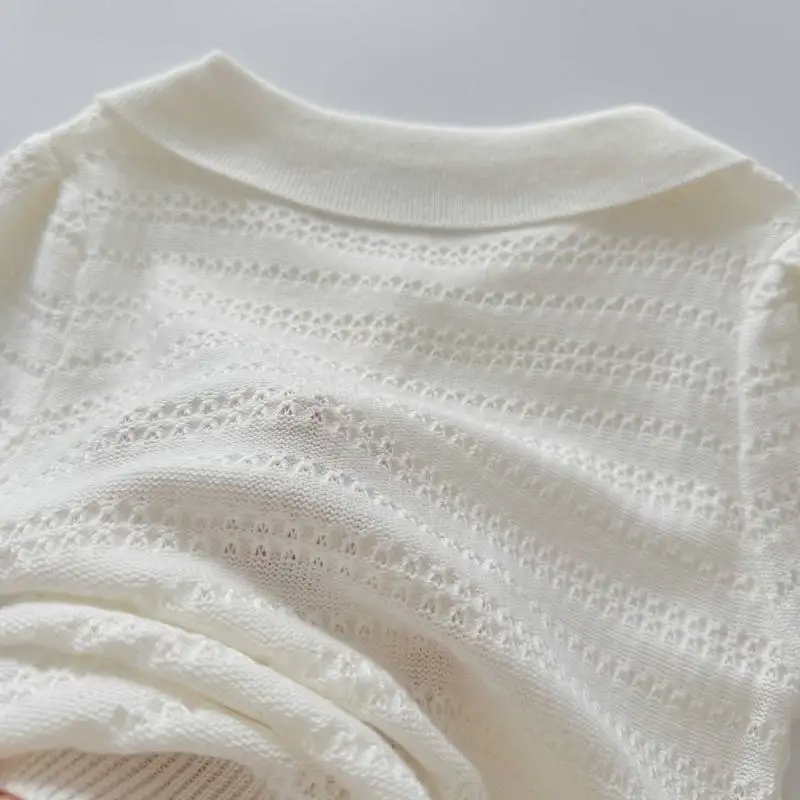 BP 2026 Spring New Cherry Embroider Collar Shirt Sweater For Kids Cherry Knitted Shirt Baby Air Conditioning Shirt