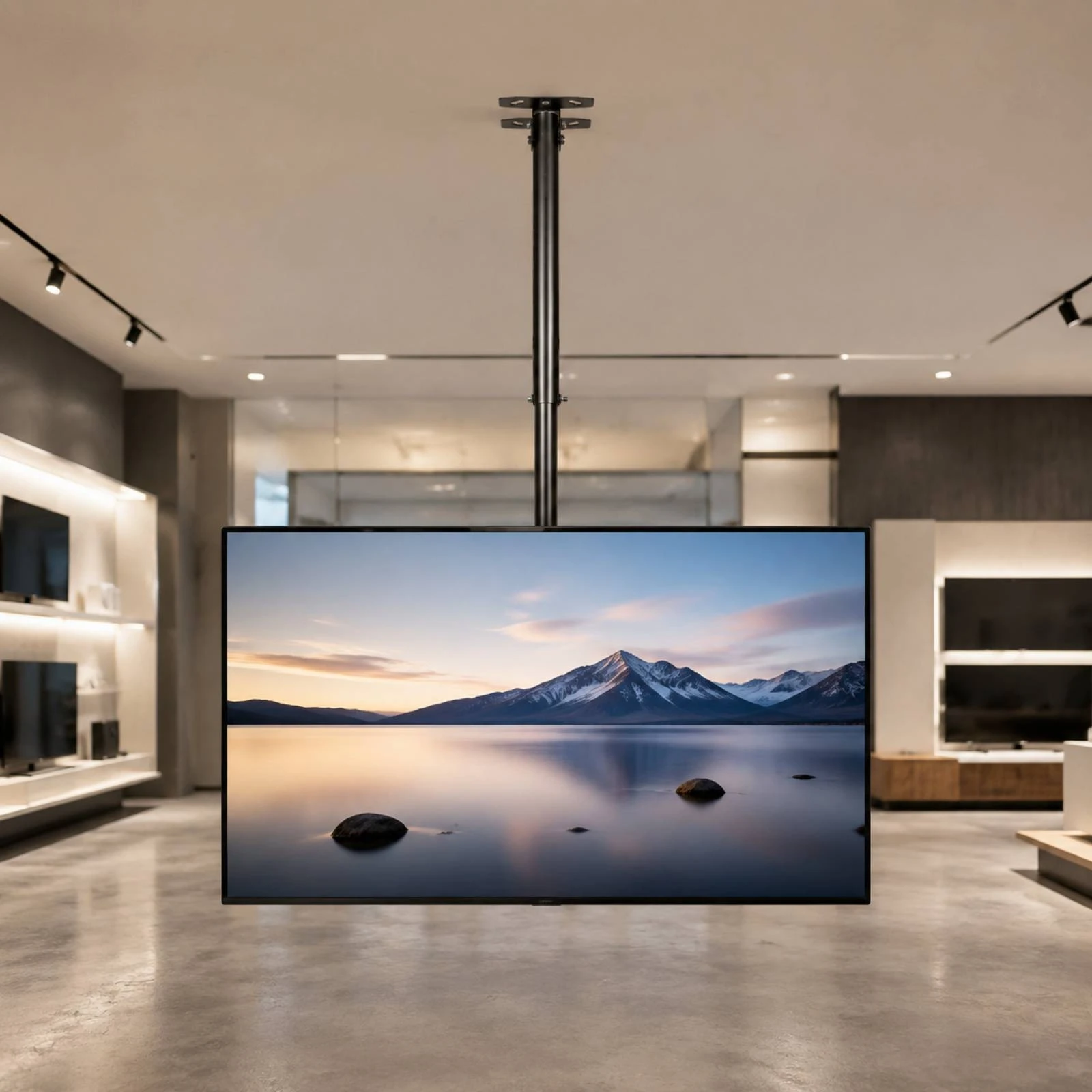 Ceiling-Mounted TV Bracket with Adjustable Pole Easy Installation Full Motion Ceiling Mount Tilt and Swivel TV Mount Stable