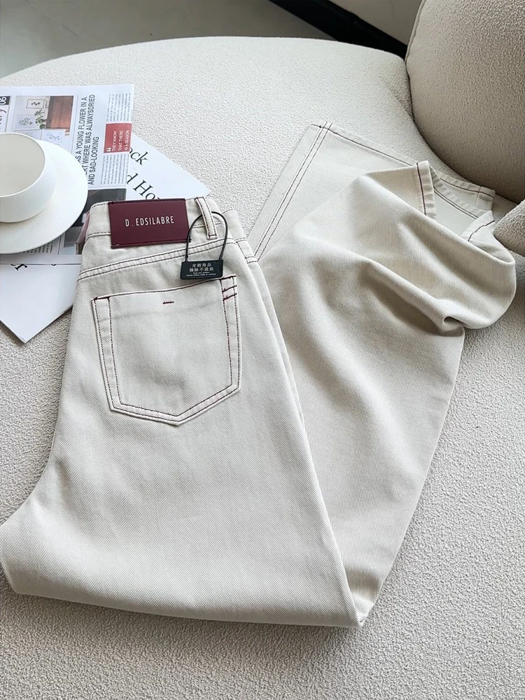 

High Waist Wide Leg Jeans Women's Autumn New Loose Slim Straight Floor-Length Pants Design Sensation Casual Faion